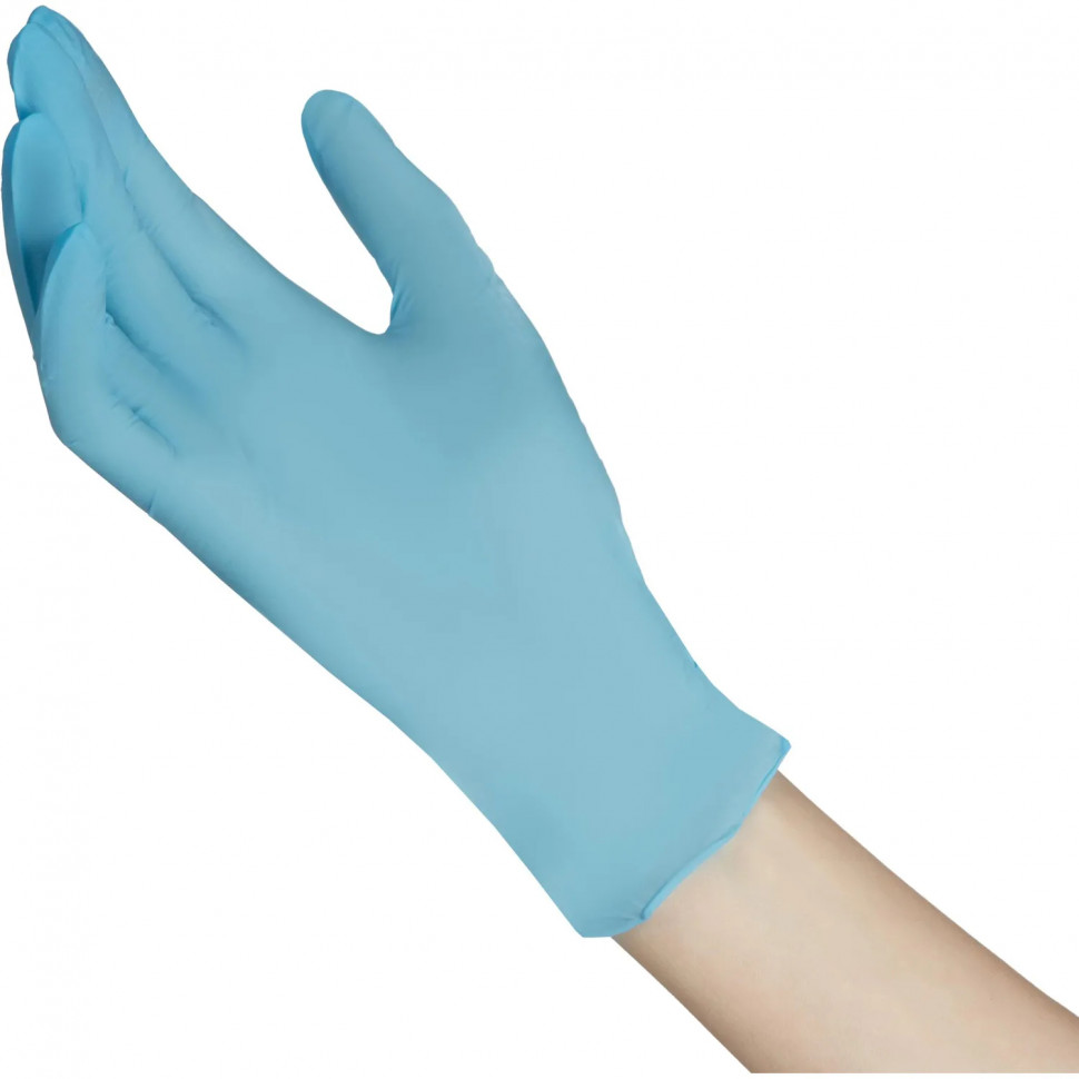 Перчатки нитрил., нестер., н/о, голубой Benovy (XS) 100пар/уп