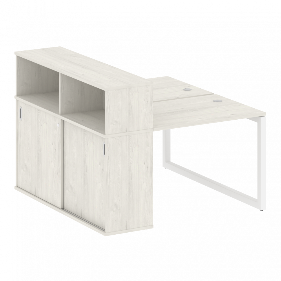 Metal System Quattro Рабочая станция с шкафом-купе на О-образном м/к 50БО.РС-СШК-2.1 Т Дуб Наварра/М