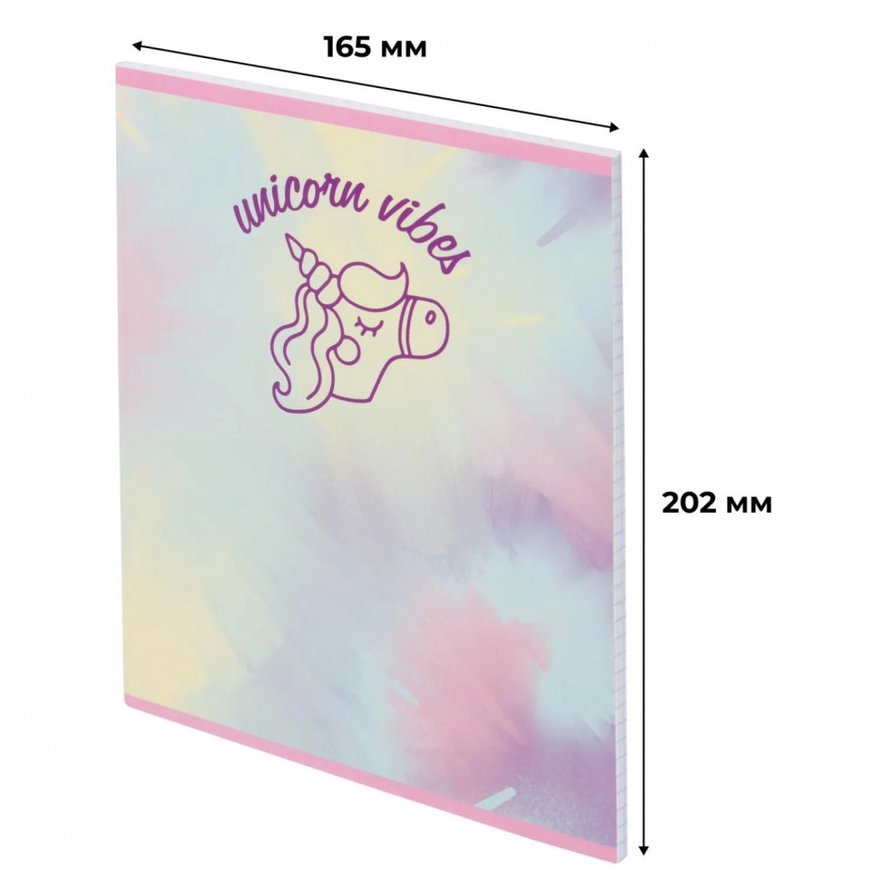 Тетрадь общая А5 48л Enjoy единорог,клет,скреп, ВД-лак