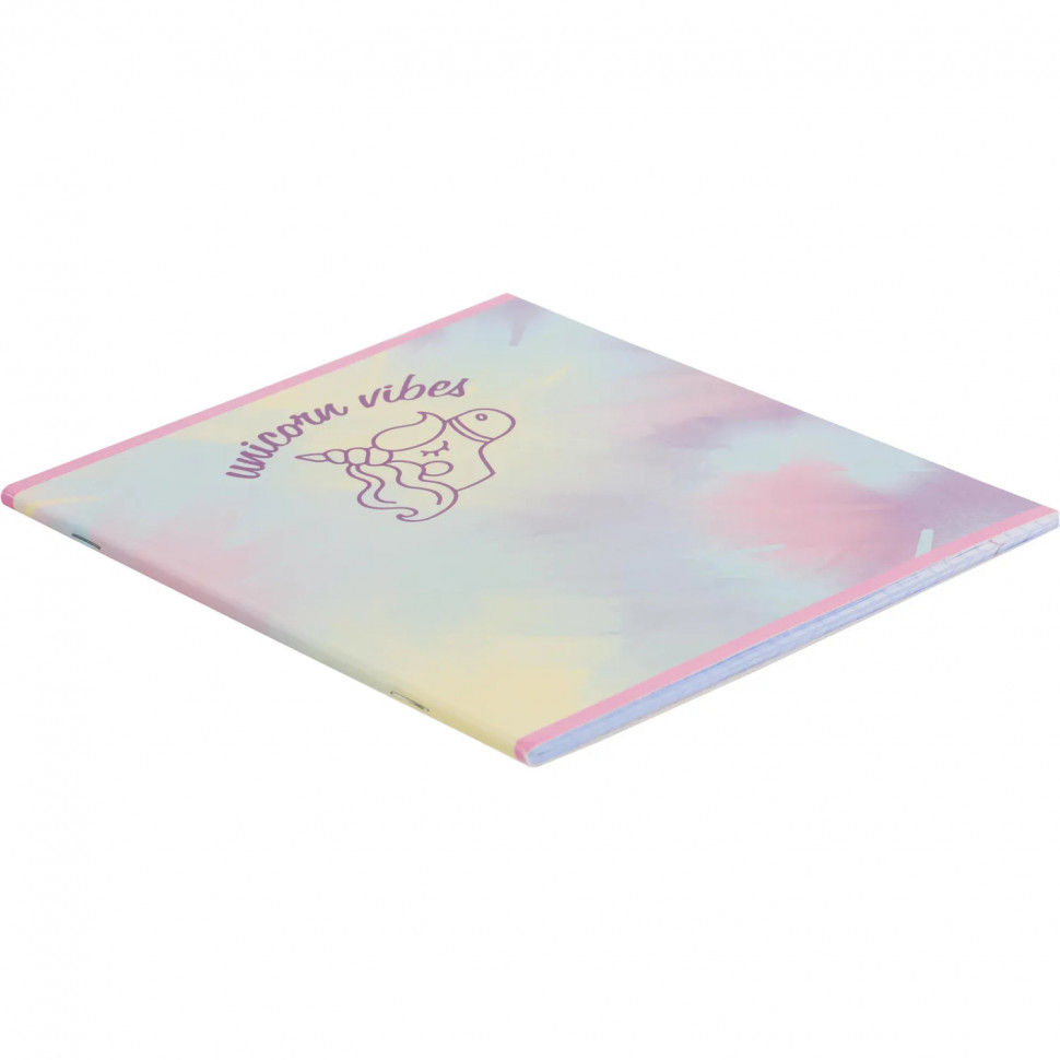 Тетрадь общая А5 48л Enjoy единорог,клет,скреп, ВД-лак