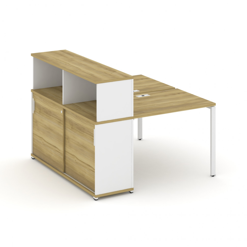 Concept Рабочая станция с опорным шкафом-купе с надставкой низ. CN.DRS-237 W Дуб Винченцо/Белый Брил