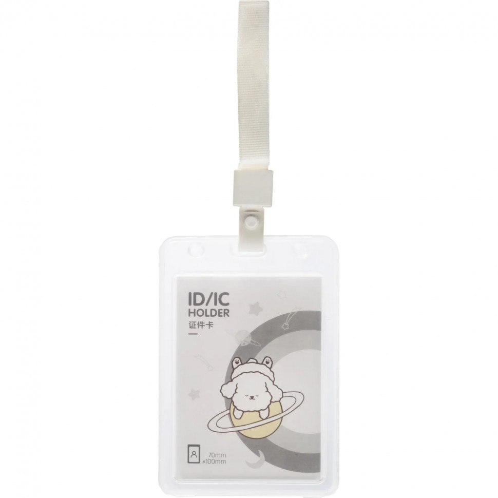 Бейдж Deli 64808 вертик.,на шнур. с клипом.,вкладыш:69x110мм, ассорти, 1 шт