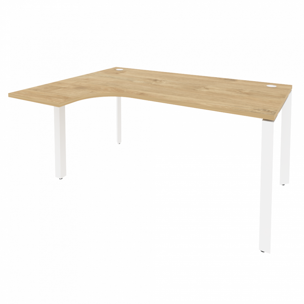Onix Стол эргономичный левый на П-образном м/к O.MP-SA-4 (L) Тиквуд Светлый/Металл Белый 1580*1180*7 Onix Стол эргономичный левый на П-образном м/к O.MP-SA-4 (L) Тиквуд Светлый/Металл Белый 1580*1180*7