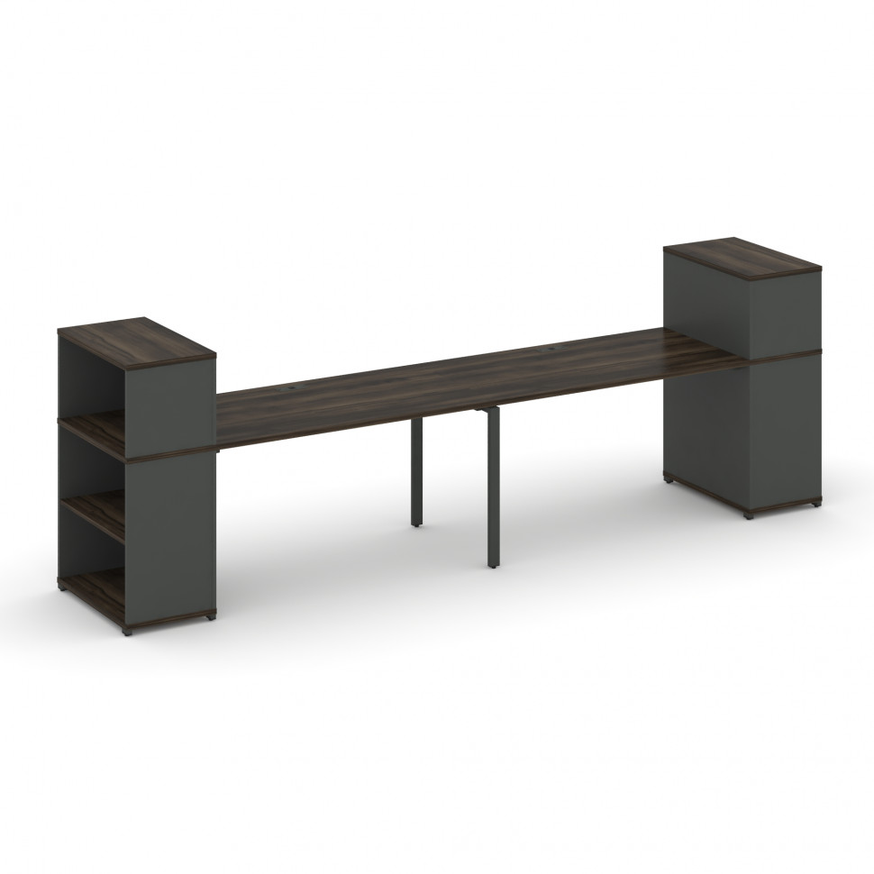 Concept Рабочая станция с опорными стеллажами с надставкой низ. CN.ORS-209 Дуб Мали/Антрацит/Металл
