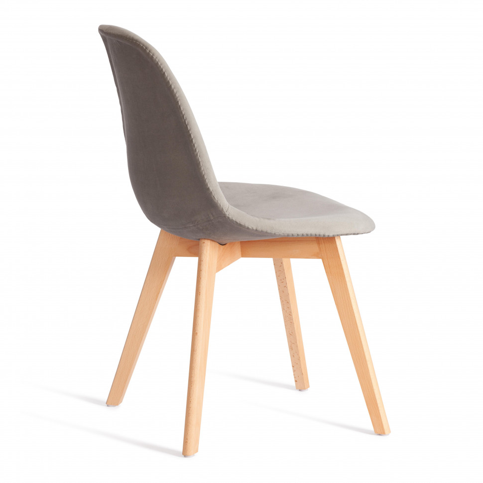 Стул CINDY SOFT (mod. C1021F1-1) велюр/дерево бук, 55 х 48 х 83 см, Светло-серый HLR39 / натуральный