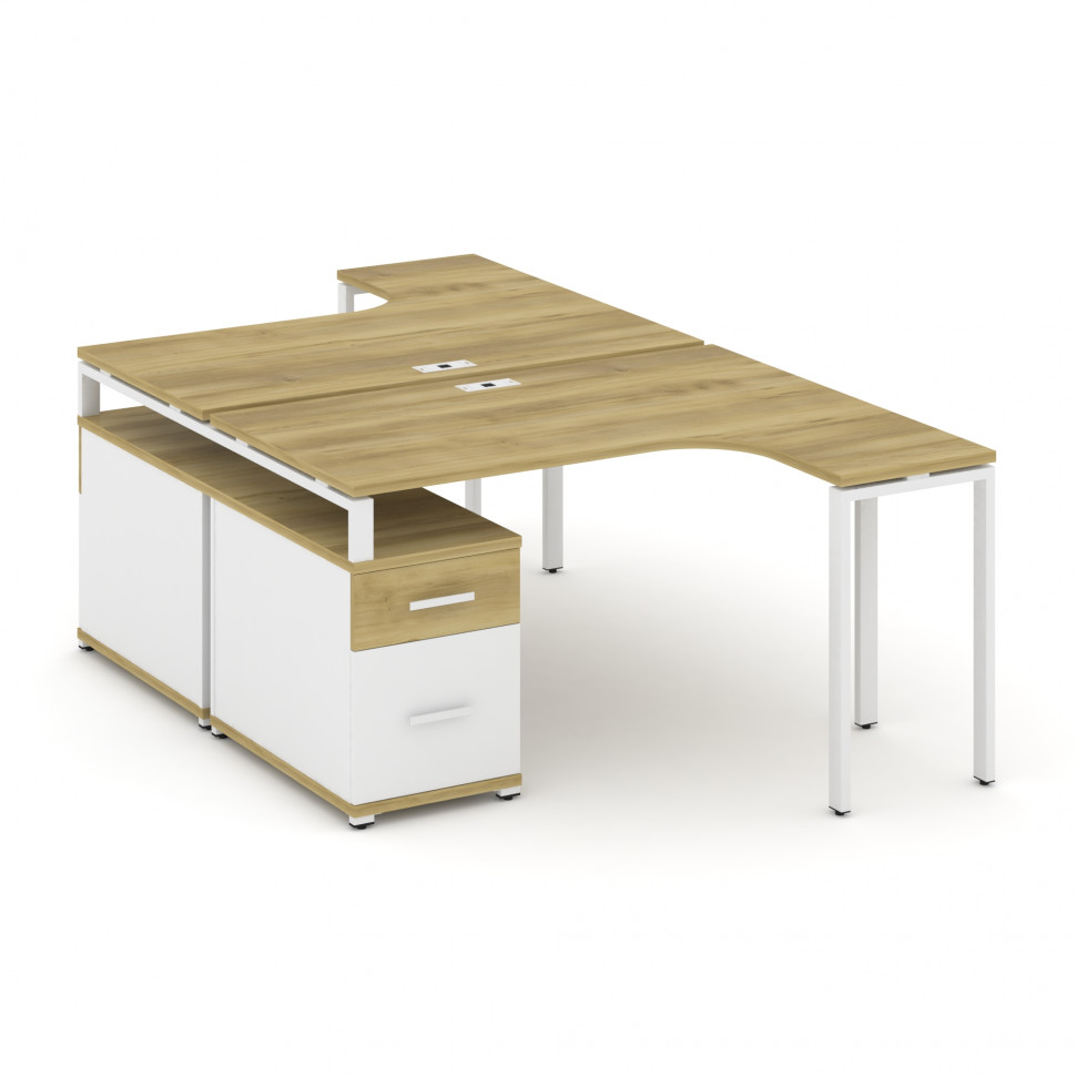 Concept Рабочая станция с двойной опорной тумбой CN.DSA-303 W Дуб Винченцо/Белый Бриллиант/Металл Бе Concept Рабочая станция с двойной опорной тумбой CN.DSA-303 W Дуб Винченцо/Белый Бриллиант/Металл Бе