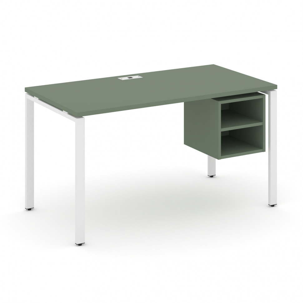 Concept Стол рабочий с подвесной тумбой с 2 открытыми нишами CN.SP-105 Кобо/Металл Белый 980*720*750