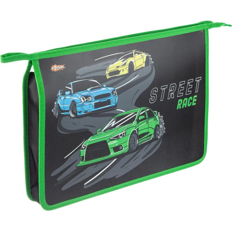 Папка для тетрадей Street race,А4,на молнии, пластик, ПТ-813