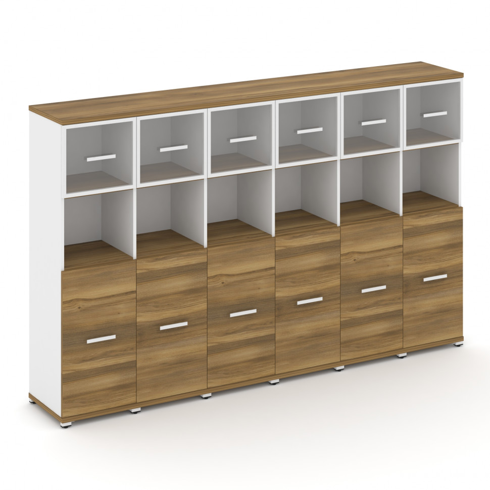 Concept Шкаф 6 узких секций, 4 ниши CN.STU-465 RPW W Сандал Янтарный/Белый Бриллиант/Металл Белый/Пр