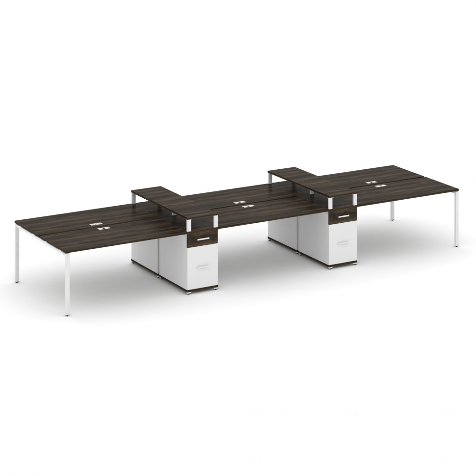 Concept Рабочая станция 6 мест с 2 опорными тумбами CN.DRS-472 W Дуб Мали/Белый Бриллиант/Металл Бел Concept Рабочая станция 6 мест с 2 опорными тумбами CN.DRS-472 W Дуб Мали/Белый Бриллиант/Металл Бел