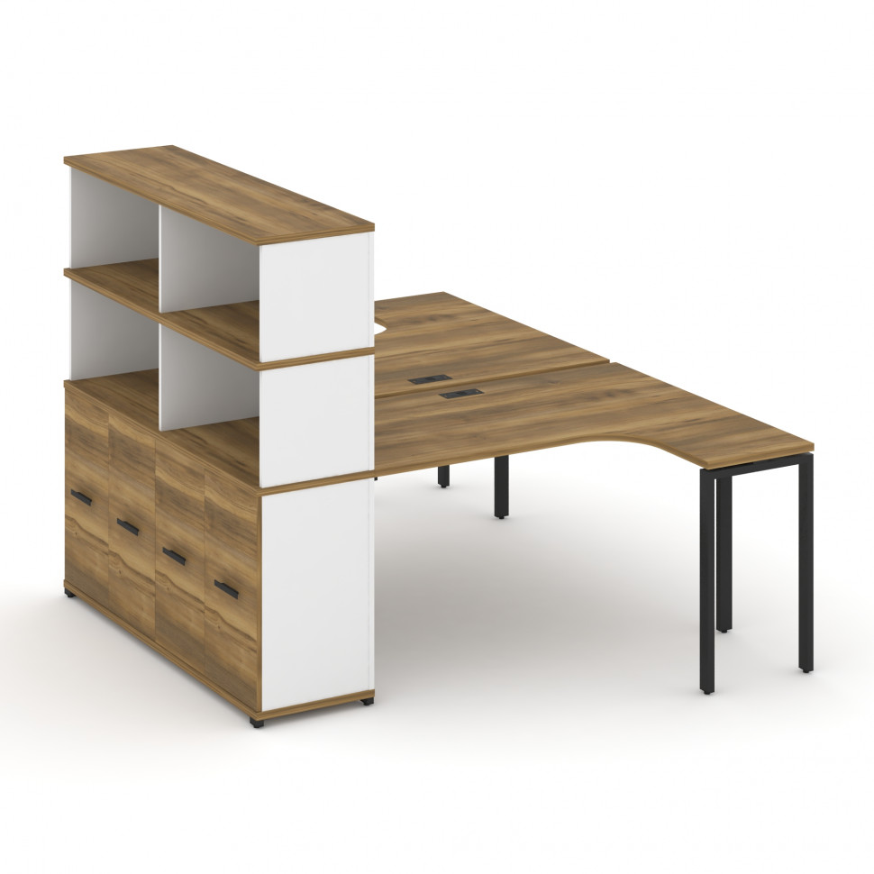 Concept Рабочая станция с опорным распаш. шкафом с надставкой выс. CN.DSA-215 B Сандал Янтарный/Белы