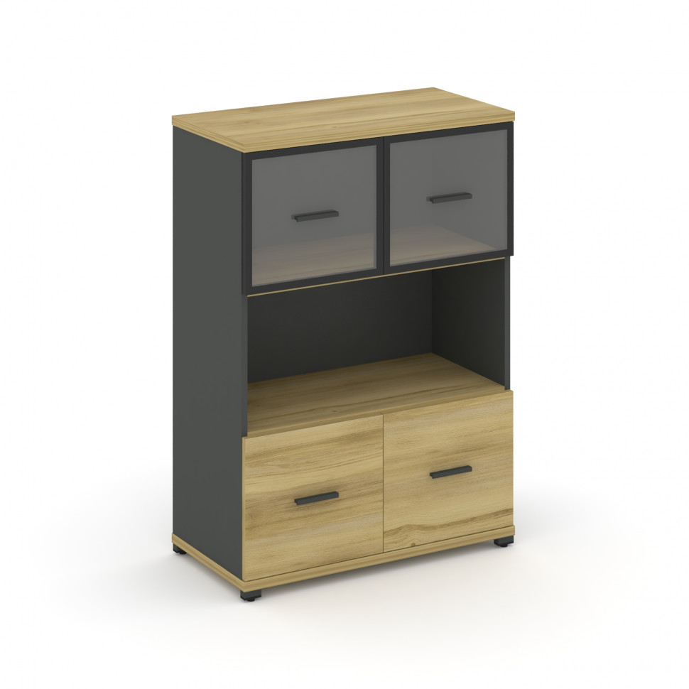 Concept Шкаф 1 широкая секция, 3 ниши CN.STS-315 RPB A Дуб Винченцо/Антрацит/Металл Антрацит/Прозрач