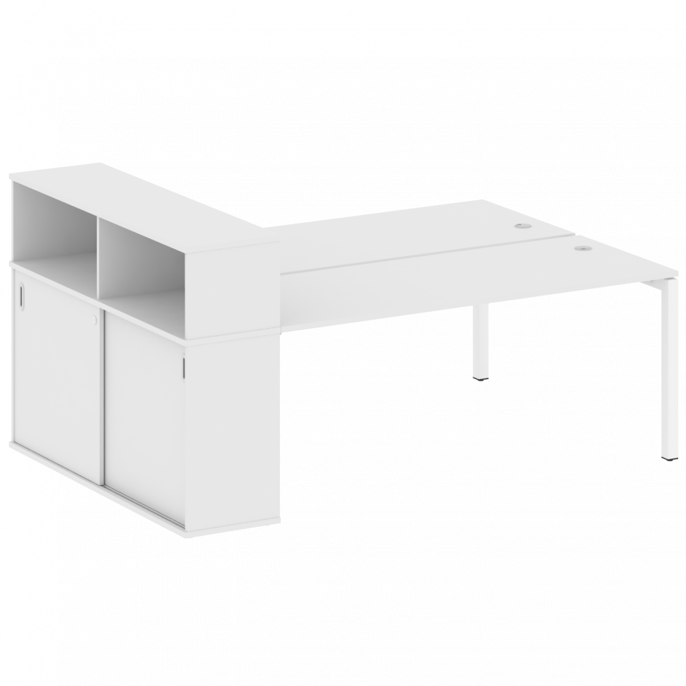 Metal System Quattro Рабочая станция с шкафом-купе на П-образном м/к 50БП.РС-СШК-2.5 Т Белый/Металл
