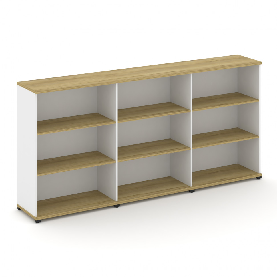 Concept Стеллаж 3 широкие секции, 3 ниши CN.STS-330 Дуб Винченцо/Белый Бриллиант/Металл Черный 2500*