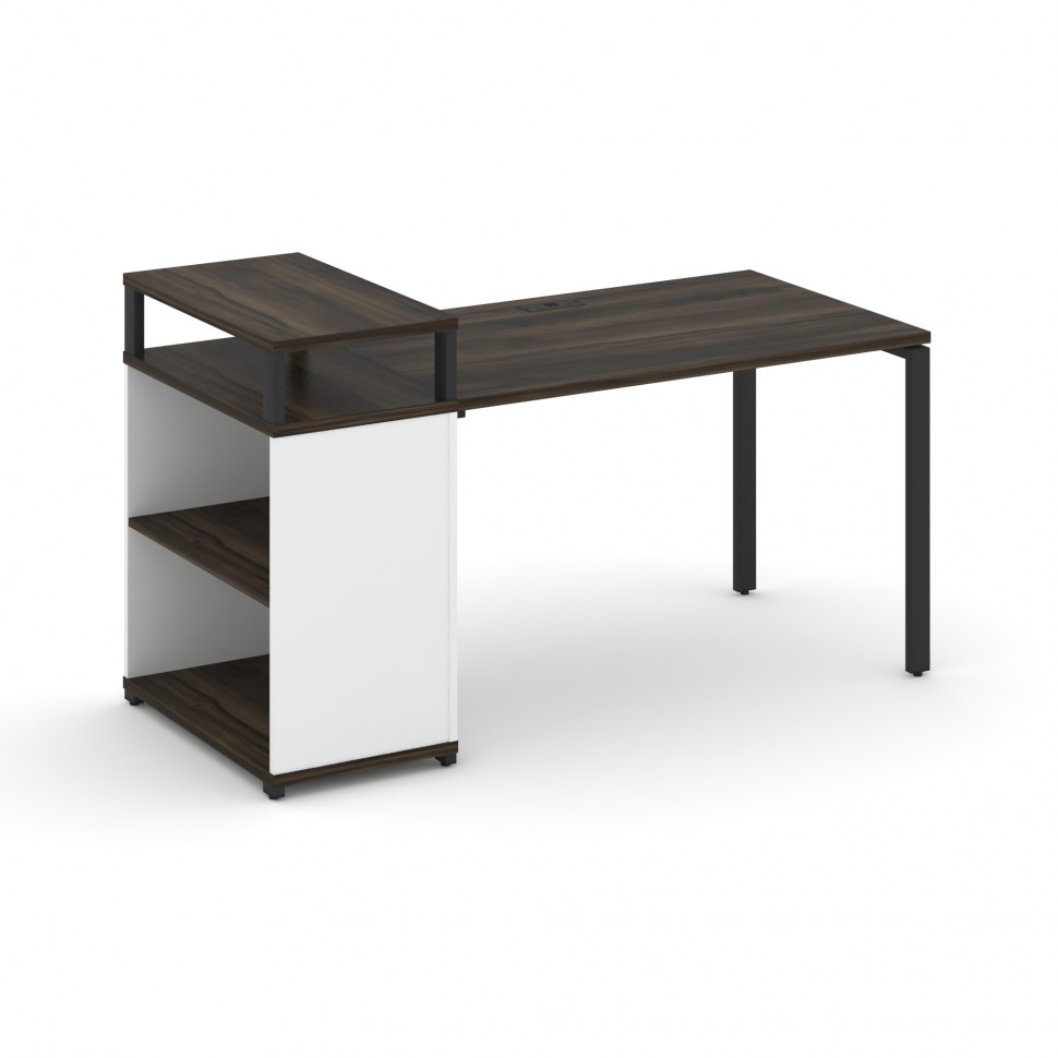 Concept Стол рабочий с опорным стеллажом с верх. горизонтом CN.SP-206 Дуб Мали/Белый Бриллиант/Мета Concept Стол рабочий с опорным стеллажом с верх. горизонтом CN.SP-206 Дуб Мали/Белый Бриллиант/Мета