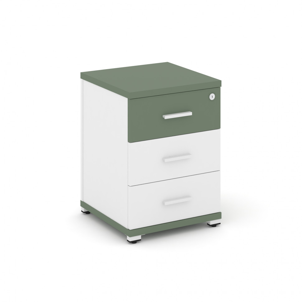 Concept Тумба опорная/приставная 3 ящ. CN.TUO-001 W Кобо/Белый Бриллиант/Металл Белый 420*420*583