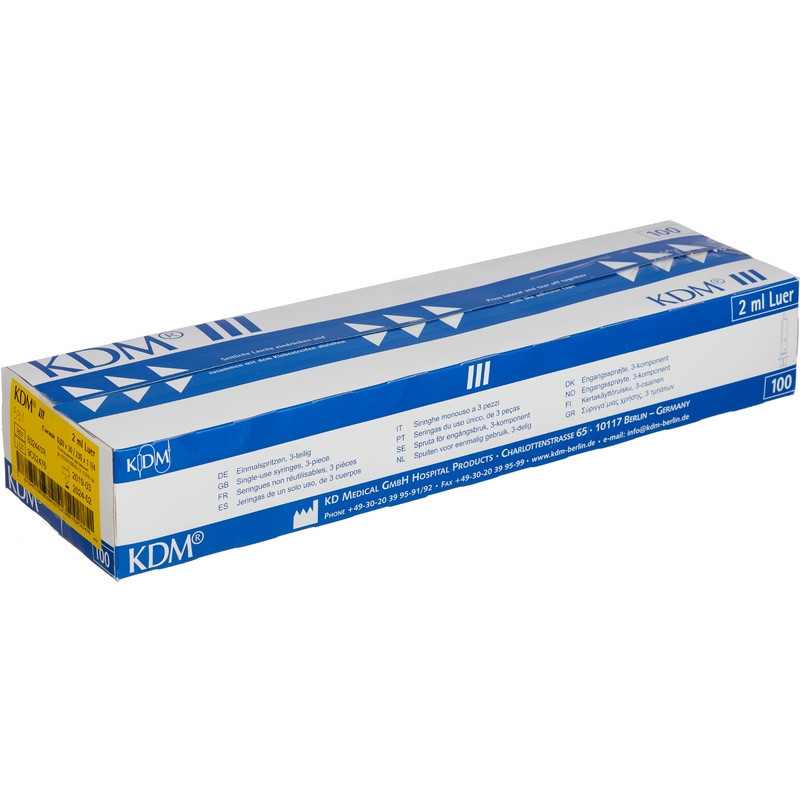 Шприц 3-комп. однораз. 2мл LS 23G(0,6x30) прил. 100шт/уп KD-Ject III