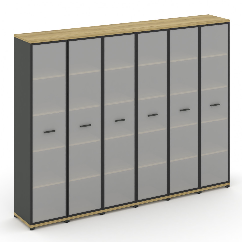 Concept Шкаф 6 узких секций, 5 ниш CN.STU-568 RMB A Дуб Винченцо/Антрацит/Металл Антрацит/Сатин 2500