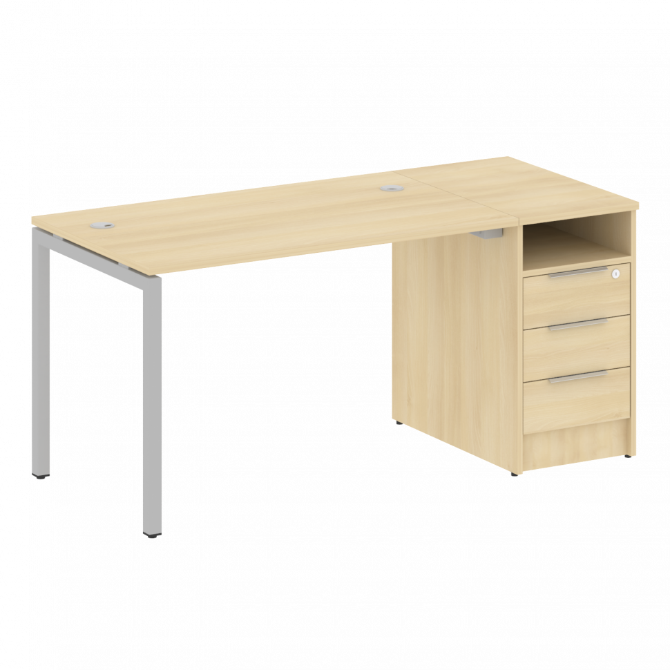 Metal System Quattro Рабочая станция с тумбой на П-образном м/к 40БП.РС-СТП-1.2 Акация Лорка/Металл