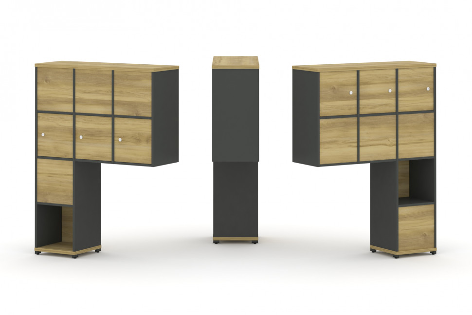 Concept Надставка высокая CN.DNV-009 Дуб Винченцо/Антрацит/Металл Антрацит 1099*350*1486