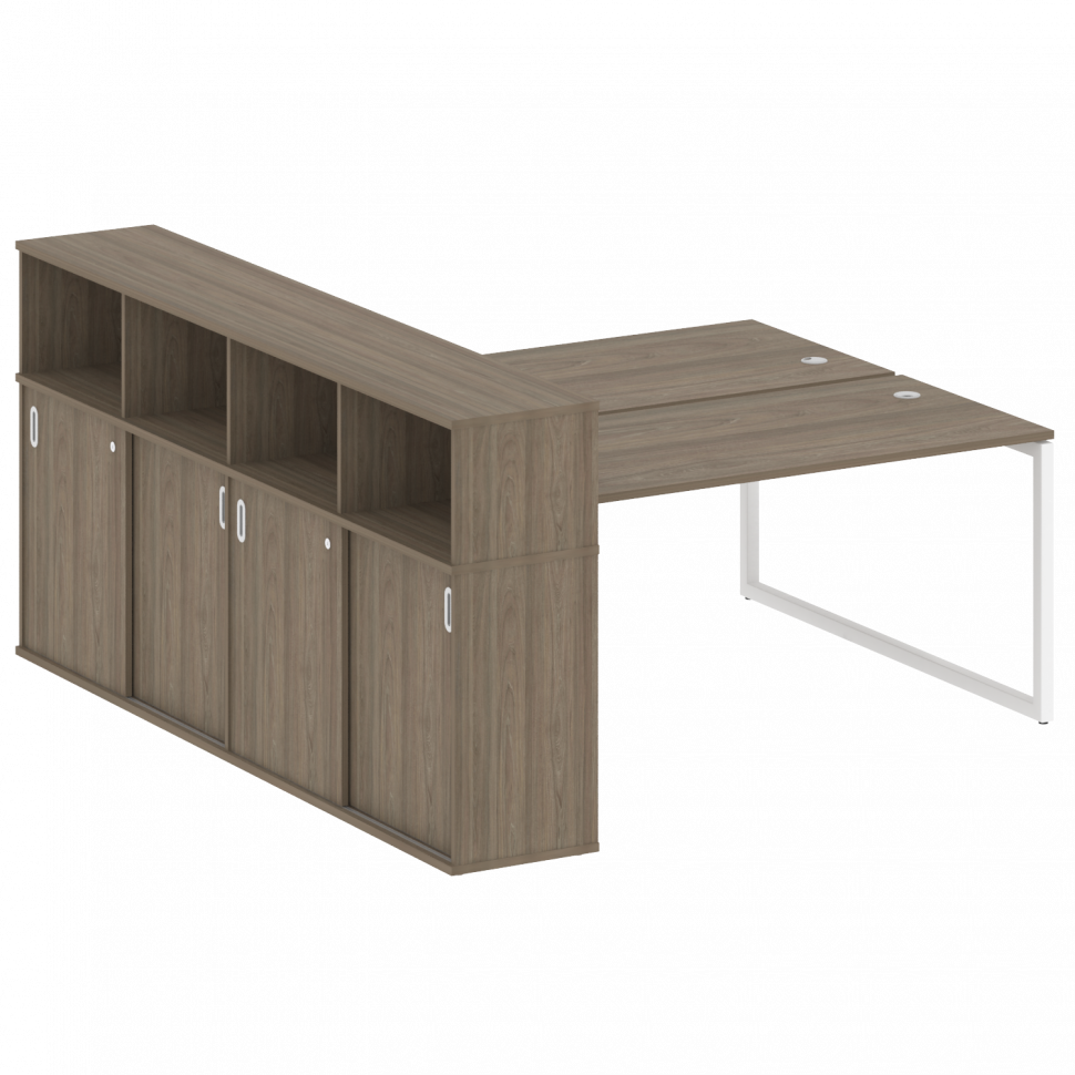 Metal System Quattro Рабочая станция с шкафом-купе на О-образном м/к 40БО.РС-СШК-4.4 Т Вяз Благородн