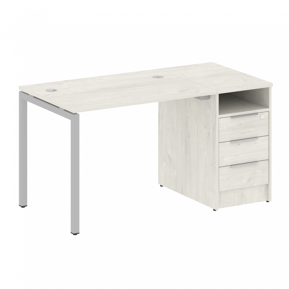Metal System Quattro Рабочая станция с тумбой на П-образном м/к 40БП.РС-СТП-1.1 Дуб Наварра/Металл С Metal System Quattro Рабочая станция с тумбой на П-образном м/к 40БП.РС-СТП-1.1 Дуб Наварра/Металл С