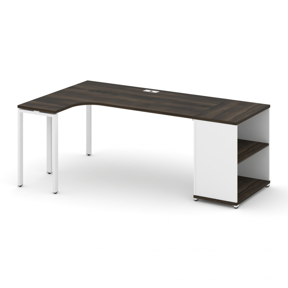 Concept Стол эргономичный опорным стеллажом CN.SA-202(L) Дуб Мали/Белый Бриллиант/Металл Белый 2000* Concept Стол эргономичный опорным стеллажом CN.SA-202(L) Дуб Мали/Белый Бриллиант/Металл Белый 2000*