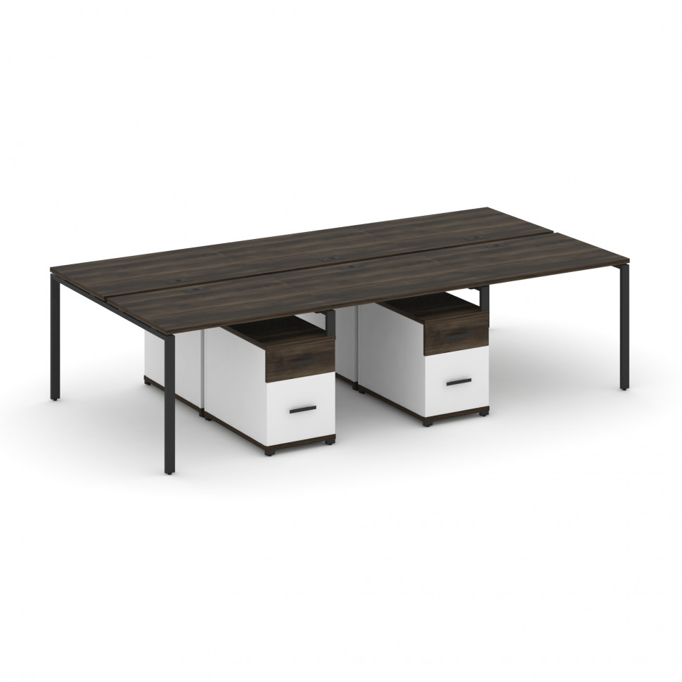 Concept Рабочая станция 6 мест с 2 двухсторонними опорными тумбами CN.DRS-345 B Дуб Мали/Белый Брилл