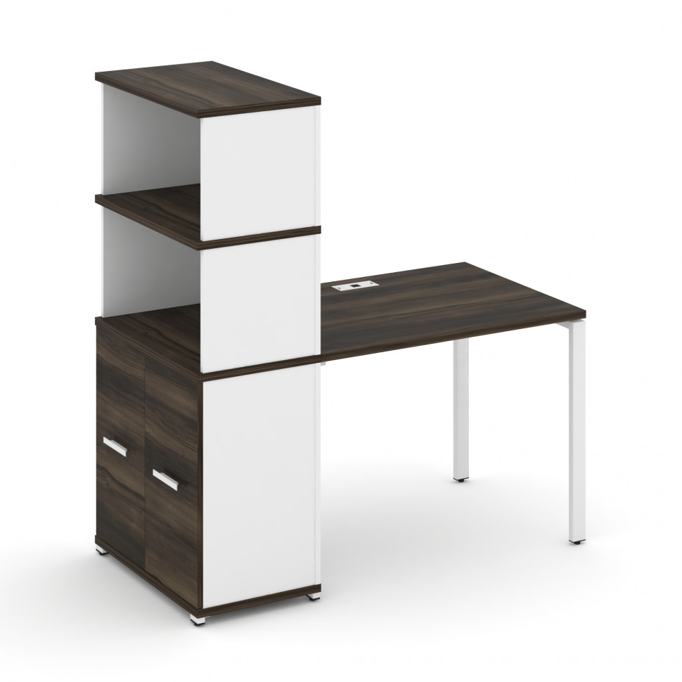 Concept Стол рабочий с опорным распаш. шкафом с надставкой выс. CN.SP-229 W Дуб Мали/Белый Бриллиант Concept Стол рабочий с опорным распаш. шкафом с надставкой выс. CN.SP-229 W Дуб Мали/Белый Бриллиант