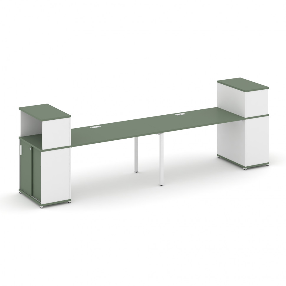 Concept Рабочая станция с опорными шкафом-купе с надставкой низ. CN.ORS-240 W Кобо/Белый Бриллиант/М