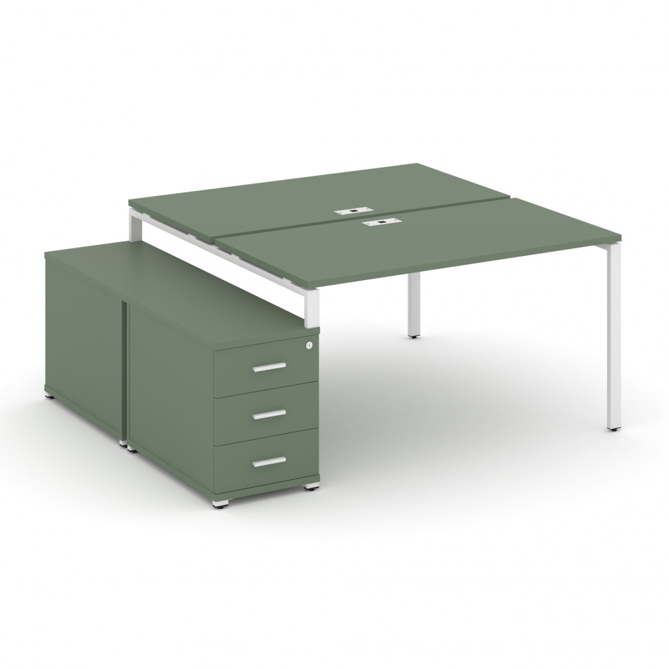 Concept Рабочая станция 2 места с двухсторонней опорной тумбой CN.DRS-301 W Кобо/Металл Белый 980/13 Concept Рабочая станция 2 места с двухсторонней опорной тумбой CN.DRS-301 W Кобо/Металл Белый 980/13