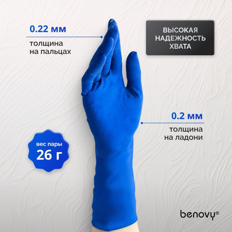 Перчатки мед.смотров. латекс., нест.,н/o, High Risk,Benovy(S) 25 пар/уп