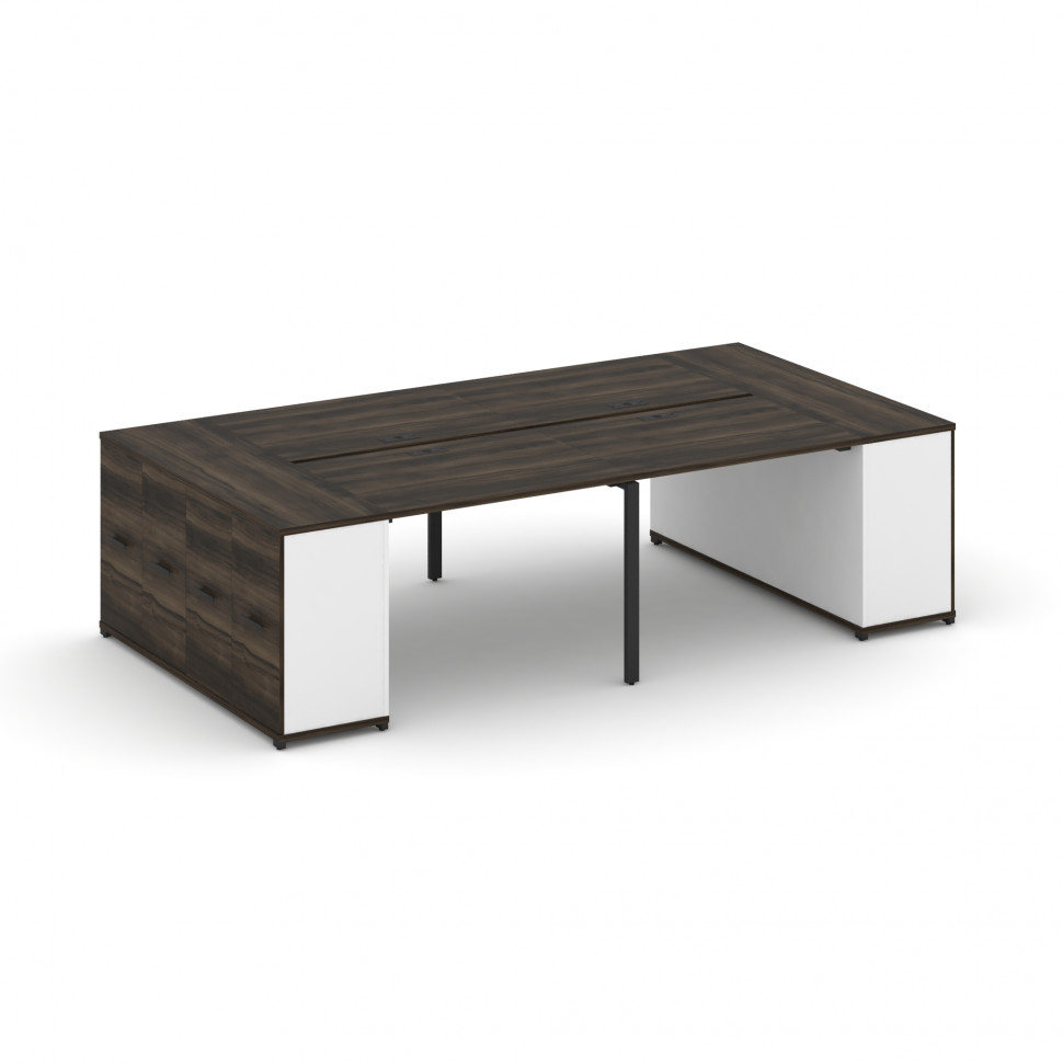 Concept Рабочая станция с опорными распаш. шкафами CN.DRS-261 B Дуб Мали/Белый Бриллиант/Металл Черн