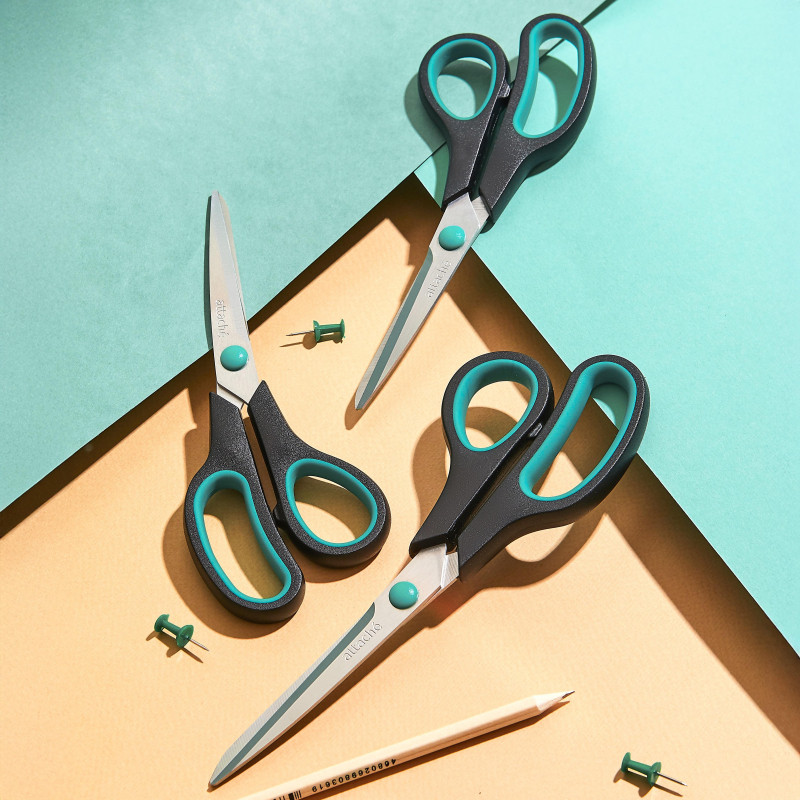 Ножницы Attache 215 мм с пласт. прорезин. руч.Attache цвет зелен/черн