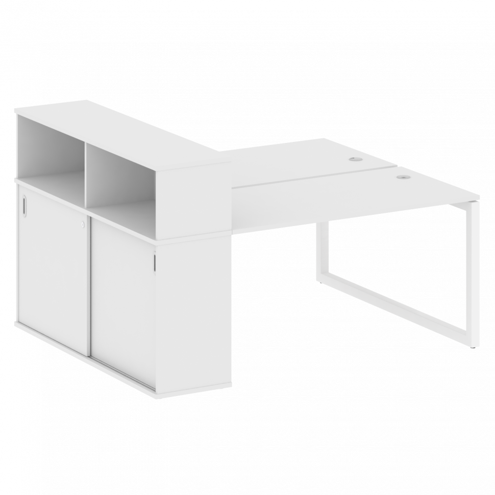 Metal System Quattro Рабочая станция с шкафом-купе на О-образном м/к 50БО.РС-СШК-2.3 Т Белый/Металл