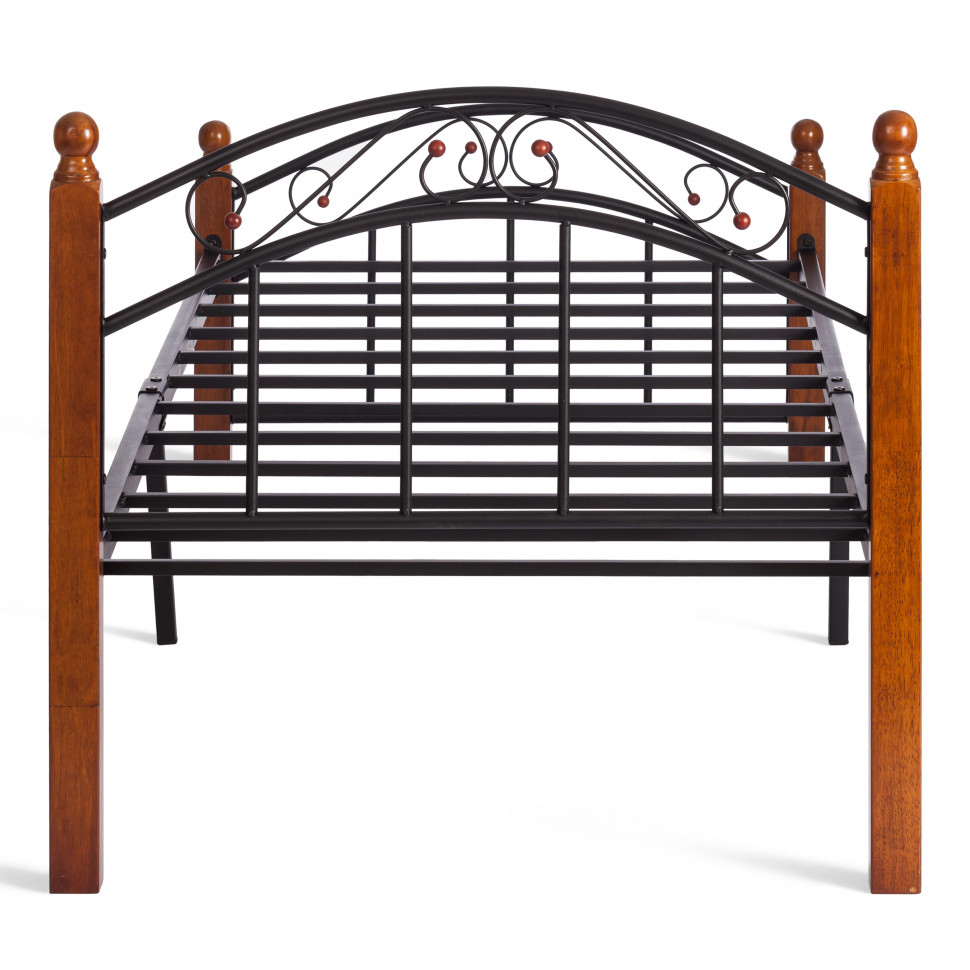 Кровать AT-8077 дерево гевея/металл, 90*200 см (Single bed), красный дуб/черный