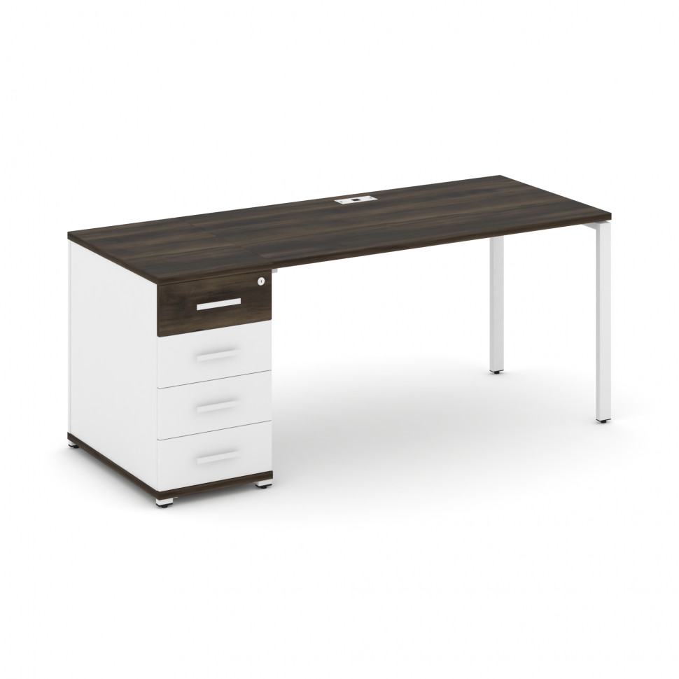 Concept Стол рабочий с 1 опорной тумбой CN.SP-403 W Дуб Мали/Белый Бриллиант/Металл Белый 1800*720*7 Concept Стол рабочий с 1 опорной тумбой CN.SP-403 W Дуб Мали/Белый Бриллиант/Металл Белый 1800*720*7