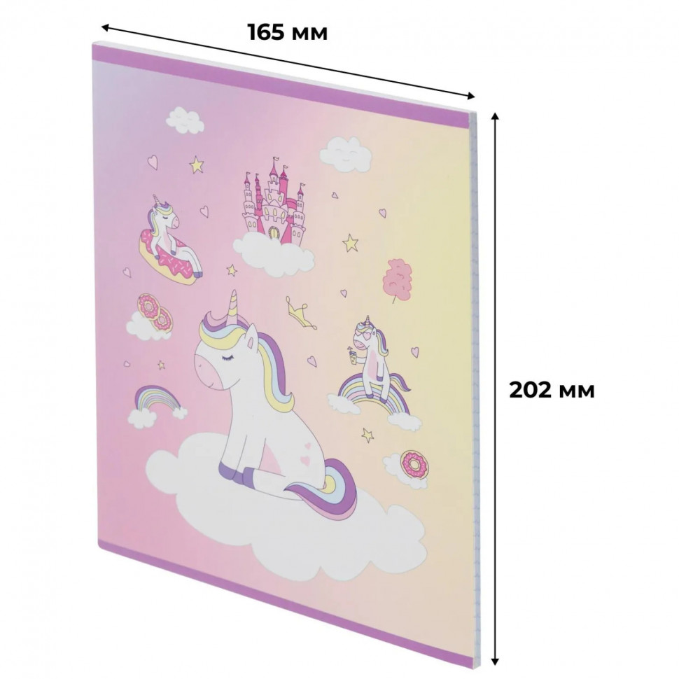 Тетрадь общая А5 48л Uniland роз,клет,скреп, ВД-лак