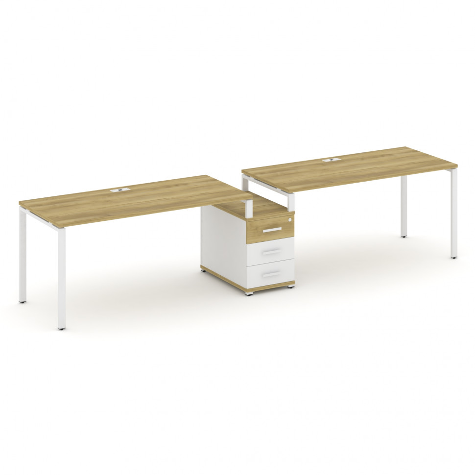 Concept Рабочая станция 2 места с 1 опорной тумбой CN.ORS-304 W Дуб Винченцо/Белый Бриллиант/Металл Concept Рабочая станция 2 места с 1 опорной тумбой CN.ORS-304 W Дуб Винченцо/Белый Бриллиант/Металл