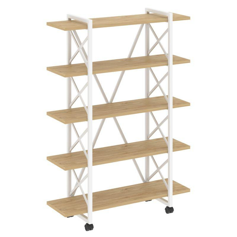 Loft Стеллаж на колесных опорах-5 полок VR.L-MST.K-5.8V Тиквуд Светлый/Металл Белый 1200*400*1704 Loft Стеллаж на колесных опорах-5 полок VR.L-MST.K-5.8V Тиквуд Светлый/Металл Белый 1200*400*1704