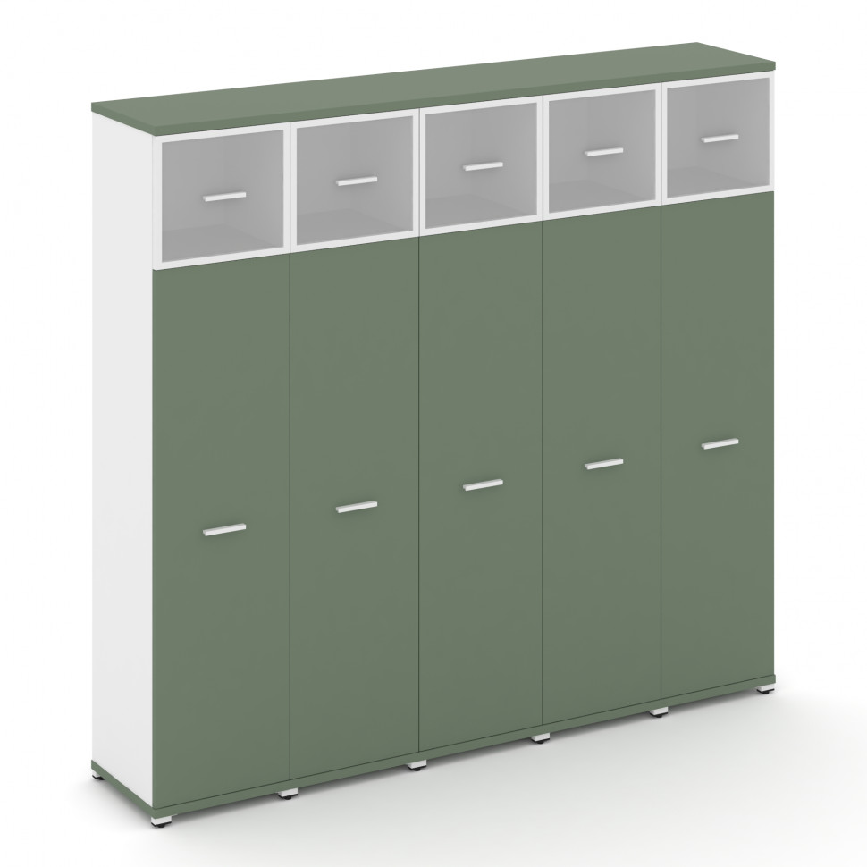 Concept Шкаф 5 узких секций, 5 ниш CN.STU-557 RMW W Кобо/Белый Бриллиант/Металл Белый/Сатин 2084*420