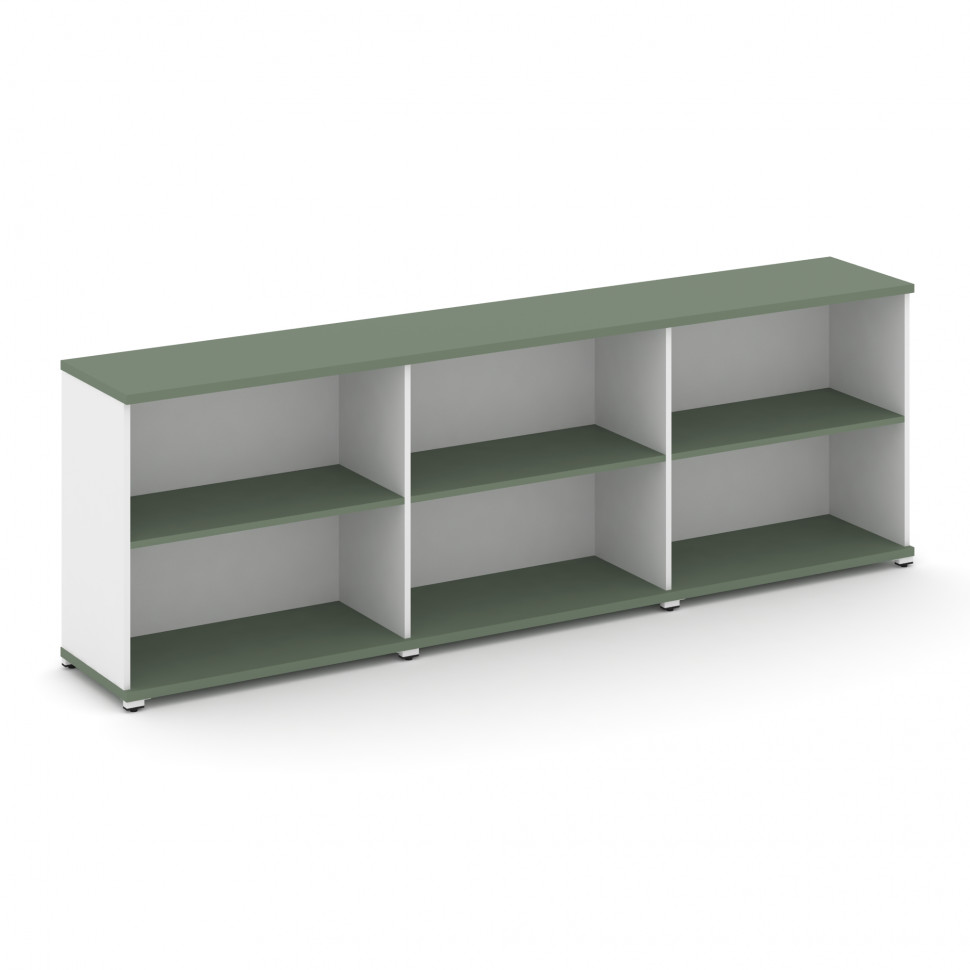 Concept Стеллаж 3 широкие секции, 2 ниши CN.STS-230 Кобо/Белый Бриллиант/Металл Белый 2500*420*818