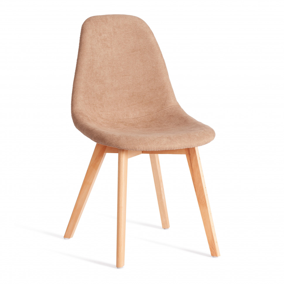 Стул CINDY SOFT (mod. C1021F1-1) фактурный велюр/дерево бук, 55 х 48 х 83 см, Бежевый LY1701-4 / натуральный