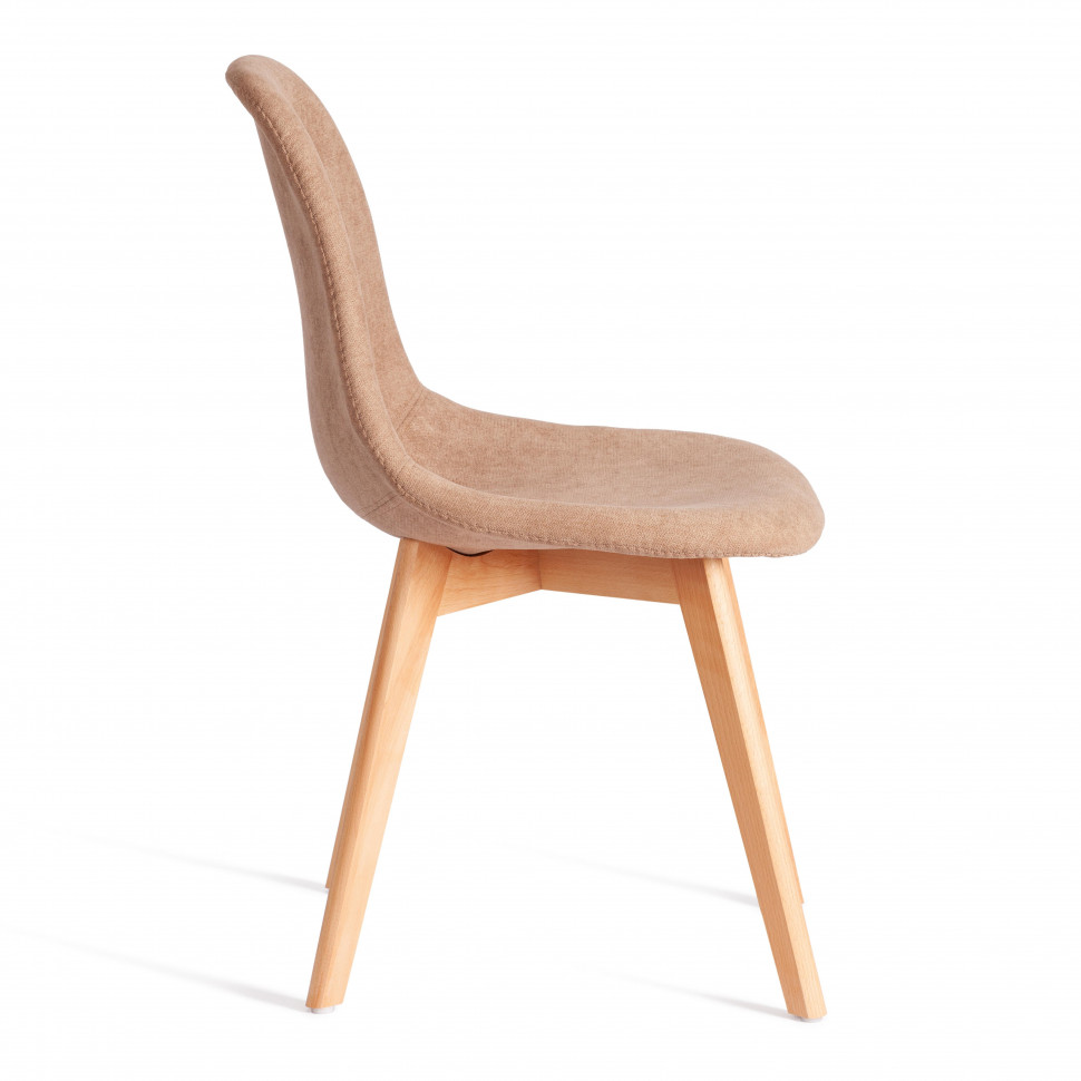 Стул CINDY SOFT (mod. C1021F1-1) фактурный велюр/дерево бук, 55 х 48 х 83 см, Бежевый LY1701-4 / натуральный