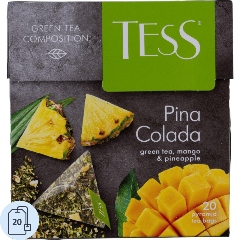 Чай зеленый в пирамидках Tess Pina Colada, 20х1,8гр