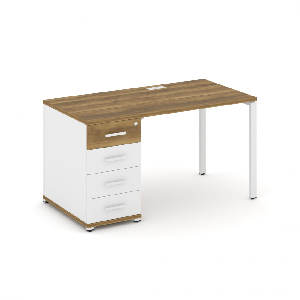 Concept Стол рабочий с 1 опорной тумбой CN.SP-401 W Сандал Янтарный/Белый Бриллиант/Металл Белый 140 Concept Стол рабочий с 1 опорной тумбой CN.SP-401 W Сандал Янтарный/Белый Бриллиант/Металл Белый 140