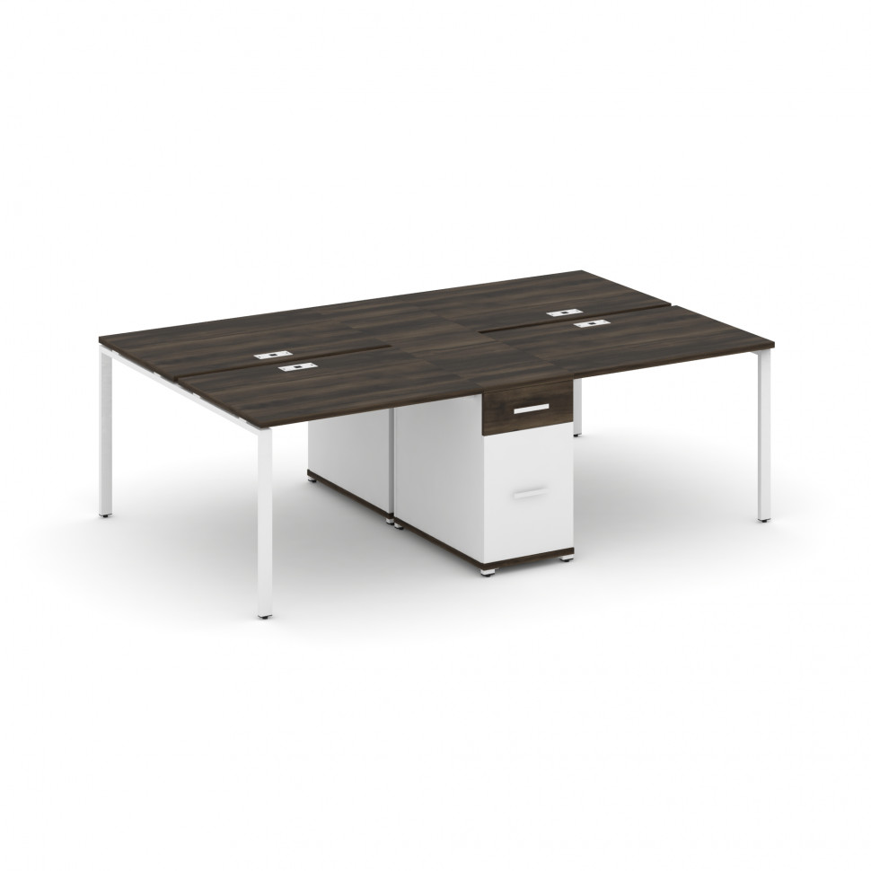 Concept Рабочая станция 4 места с 1 опорной тумбой CN.DRS-421 W Дуб Мали/Белый Бриллиант/Металл Белы