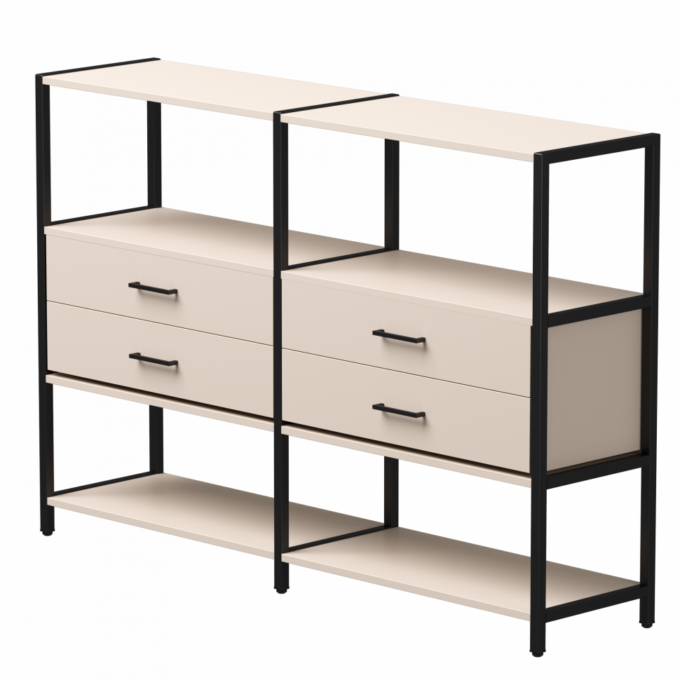 Набор стеллажных систем №2 Everprof EVO (ЭВО) 1635x385x1120 Кашемир/Черный