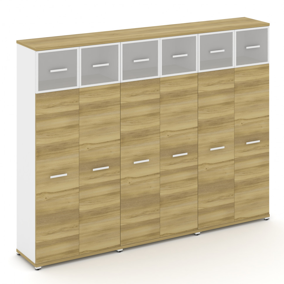 Concept Шкаф 3 широкие секции, 5 ниш CN.STS-537 RMW W Дуб Винченцо/Белый Бриллиант/Металл Белый/Сати