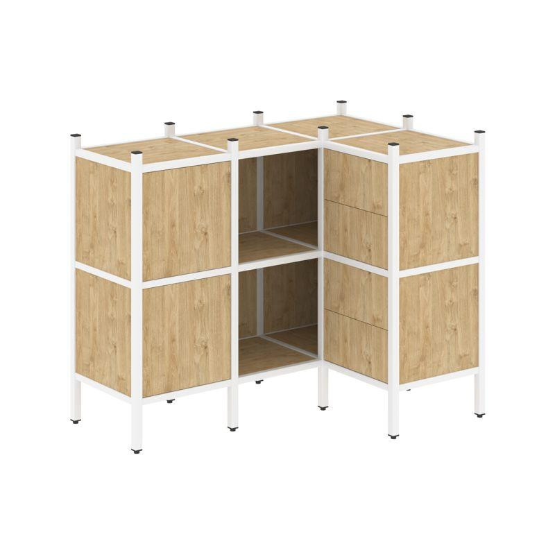 Loft Угловой внутренний стеллаж VR.L-28 Тиквуд Светлый/Металл Белый 1278*862*1047 Loft Угловой внутренний стеллаж VR.L-28 Тиквуд Светлый/Металл Белый 1278*862*1047